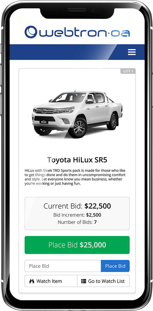 Live Streaming Auction on a Smart Phone